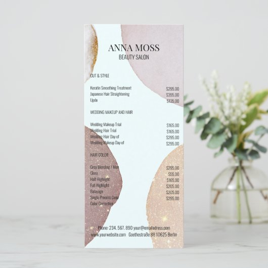 顧客固有のRosegoldグリッター価格表 (スタンド正面)