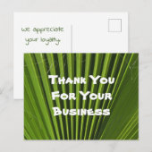 顧客感謝のグリーンパームリーフビジネス ポストカード (正面/裏面)