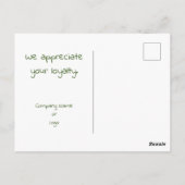 顧客感謝のグリーンパームリーフビジネス ポストカード (裏面)