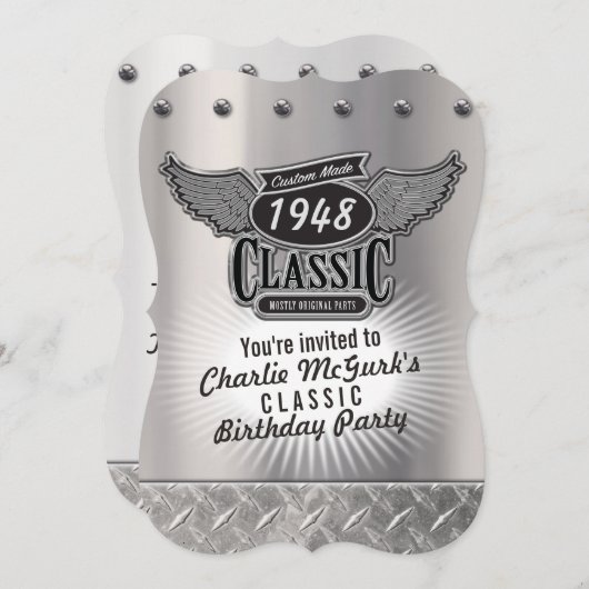 顧客用クラシックな誕生日のパーティの招待状 招待状 (正面/裏面)