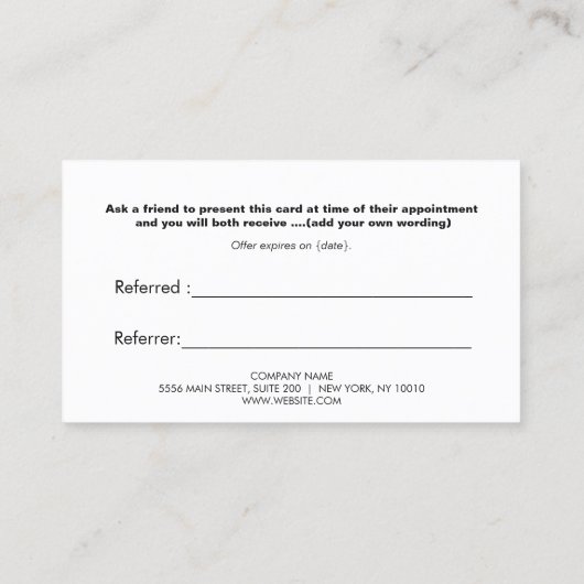 顧客紹介赤いハートカード 紹介カード (裏面)