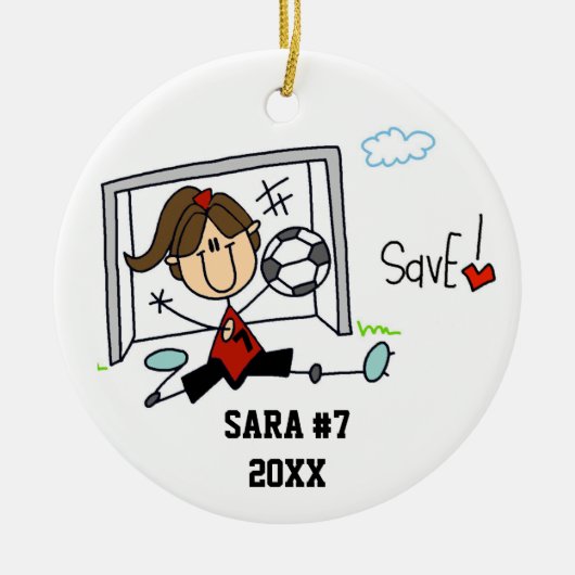 顧客要求女子サッカー選手オーナメント セラミックオーナメント (正面)