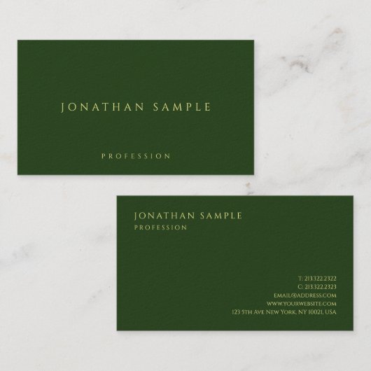 顧客金ゴールドカラー文字ラグジュアリープレミアムシック 名刺 (正面/裏面)