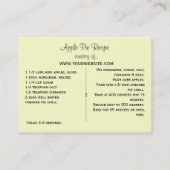 顧客、友人または家族のための小型レシピカード 名刺 (裏面)