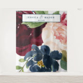 風がそよぐバーガンディのウェディングバックドロップ写真撮影ブース タペストリー (正面)