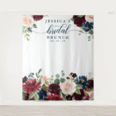 風がそよぐワインレッドのブライダルシャワー背景パネル フォトブース タペストリー (正面)