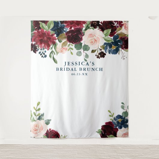 風がそよぐワインレッドの背景 フォトブース ウェディング タペストリー (正面)