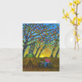 風が強い乗車の家のメッセージカード カード (黄色い花)