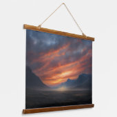 風で吹かれる残骸：アイスランドのランドスキャップ 吊り下げ型タペストリー (傾斜あり)