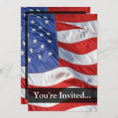 風で振る米国旗 招待状 (正面/裏面)