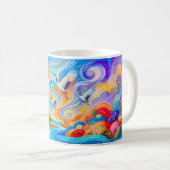 風と上昇気流の中を舞い上がる鶴たち コーヒーマグカップ (正面右)