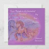 風と炎ロマンチックなユニコーン招待状 招待状 (裏面)