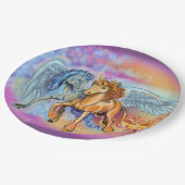 風と炎ロマンチックペガサスと一角獣  ペーパープレート (アングル)