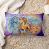 風と炎、ペガサスとユニコーン ランバークッション (ブランケット)