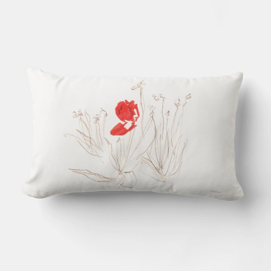 風と雨の中の素敵なチューリップ装飾用クッション ランバークッション (正面)