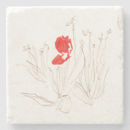 風と雨の素敵なチューリップ ストーンコースター