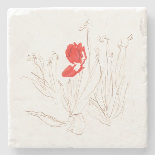 風と雨の素敵なチューリップ ストーンコースター (正面)