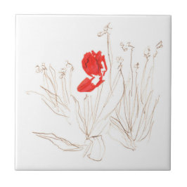 風と雨の素敵なチューリップ タイル