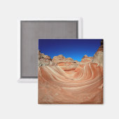 風と黄色のストライプに赤、ベージュ、黄色 マグネット (正面/裏面)