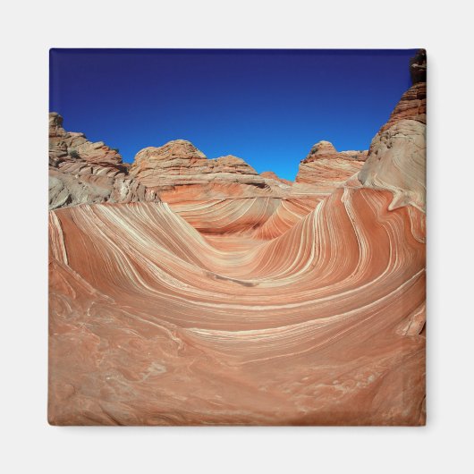 風と黄色のストライプに赤、ベージュ、黄色 マグネット (正面)