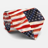 風になびくアメリカ国旗 ネクタイ (ロール)