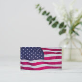 風になびくアメリカ国旗 名刺 (スタンド正面)