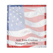風になびく米国国旗 ノートパッド (正面)