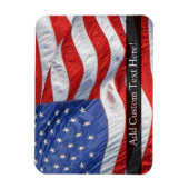 風になびく米国国旗 マグネット (縦)