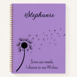 風にタンポポ – 私は希望の紫を選択 ノートブック