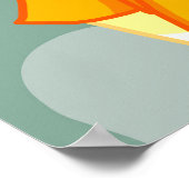 風に傘を持つ女の子の雨の緑の旋回 ポスター (角)