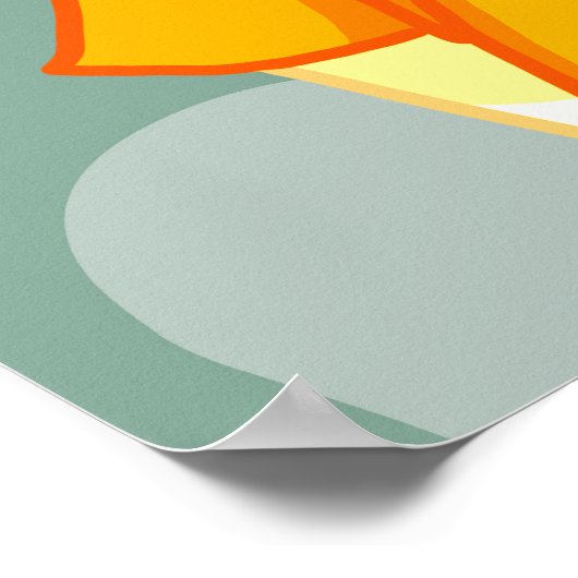 風に傘を持つ女の子の雨の緑の旋回 ポスター (角)