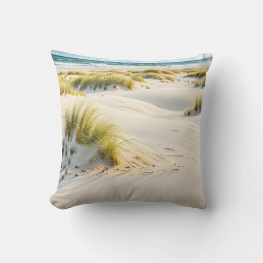 風に吹かれた砂と砂丘 クッション (正面)