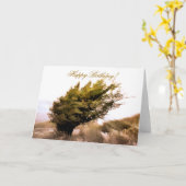 風に吹かれる木 カード (黄色い花)