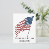 風に揺れるヴィンテージアメリカ国旗 - 愛国心 ポストカード (スタンド正面)