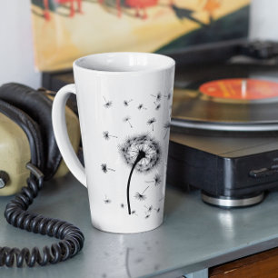 風に流れるタンポポの種 カフェラテマグ