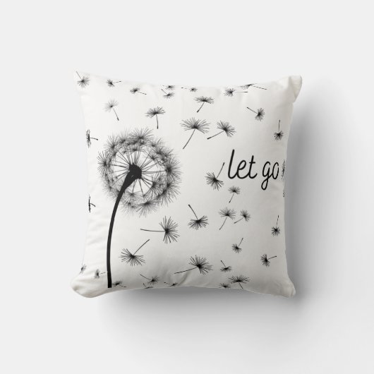 風に流れるタンポポの種 クッション (正面)