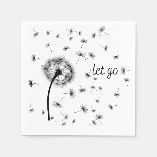 風に流れるタンポポの種 スタンダードカクテルナプキン (正面)