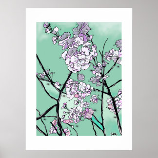 風に舞う桜 ― ミニマル フローラル アート ポスター