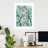 風に舞う桜 ― ミニマル フローラル アート ポスター (ホームオフィス)