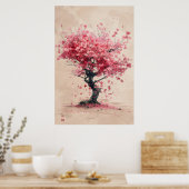 風に舞う桜 - 桜の花の絵画 ポスター (キッチン)