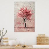 風に舞う桜 - 桜の花の絵 ポスター (キッチン)