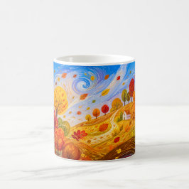 風に舞う色とりどりの紅葉 コーヒーマグカップ