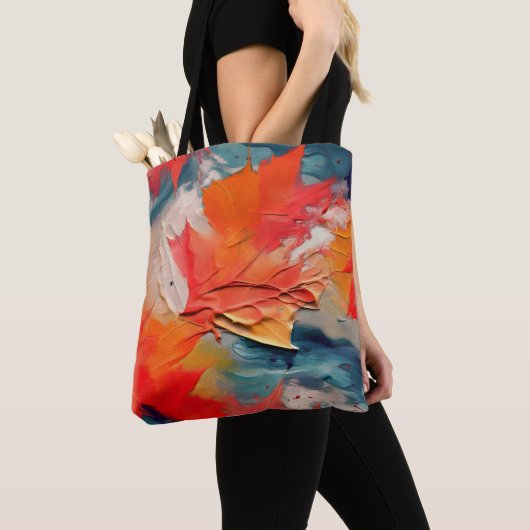 風に舞う葉 – 抽象的な秋の動き トートバッグ (クローズアップ)