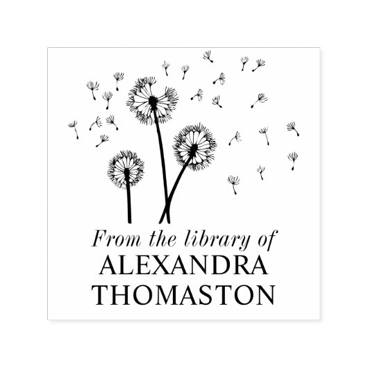 風に舞う蒲公英の種 ライブラリーブック 名前 セルフインキングスタンプ (デザイン)