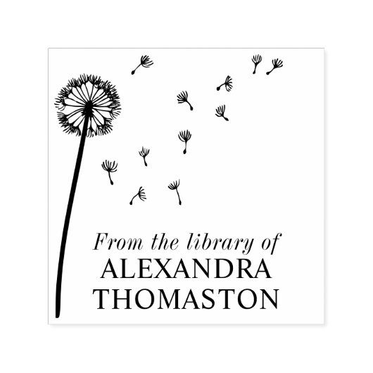 風に舞う蒲公英の種 #2 図書館の本の名前 セルフインキングスタンプ (デザイン)