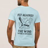 風に逆らって飛ぶデザイン Tシャツ (裏面)