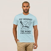 風に逆らって飛ぶデザイン Tシャツ (正面フル)