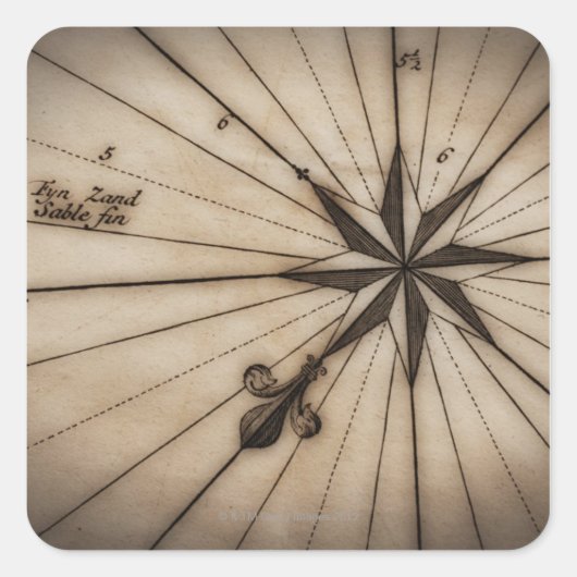 風のクローズアップバラマップ上のアンティーク スクエアシール (正面)