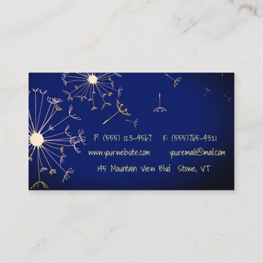 風のタンポポ 名刺 (裏面)