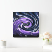 風のロウソク（紫） スクエア壁時計 (ホーム)